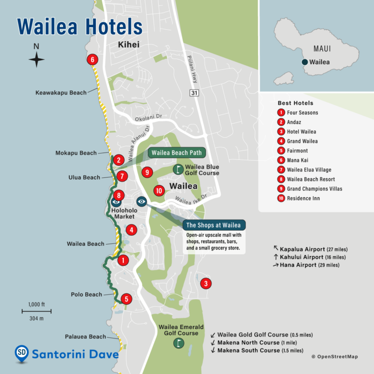 Wailea Hotels Map Hawaii 768x768 