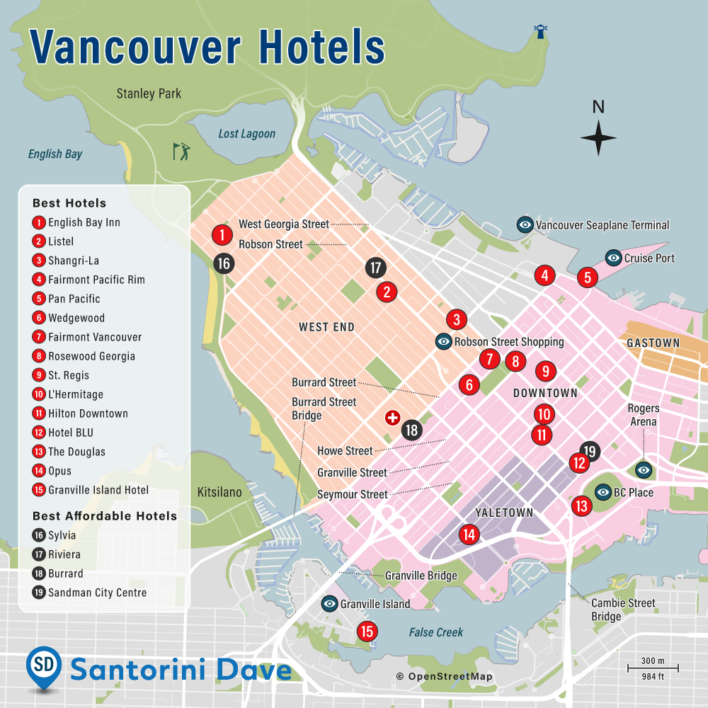 Map of Vancouver Hotels & Neighborhoods