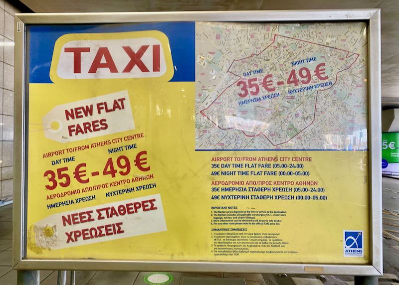 Cost for taxi from Athens Airport.