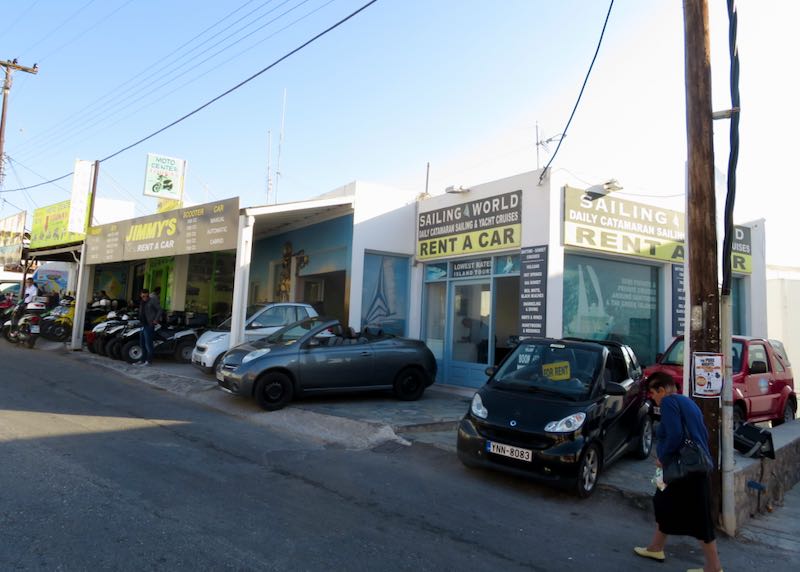 Renting a car in Fira, Santorini.