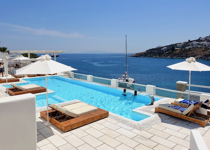 One of several pools at Nissaki Beach Hotel in Platis Gialos, Mykonos
