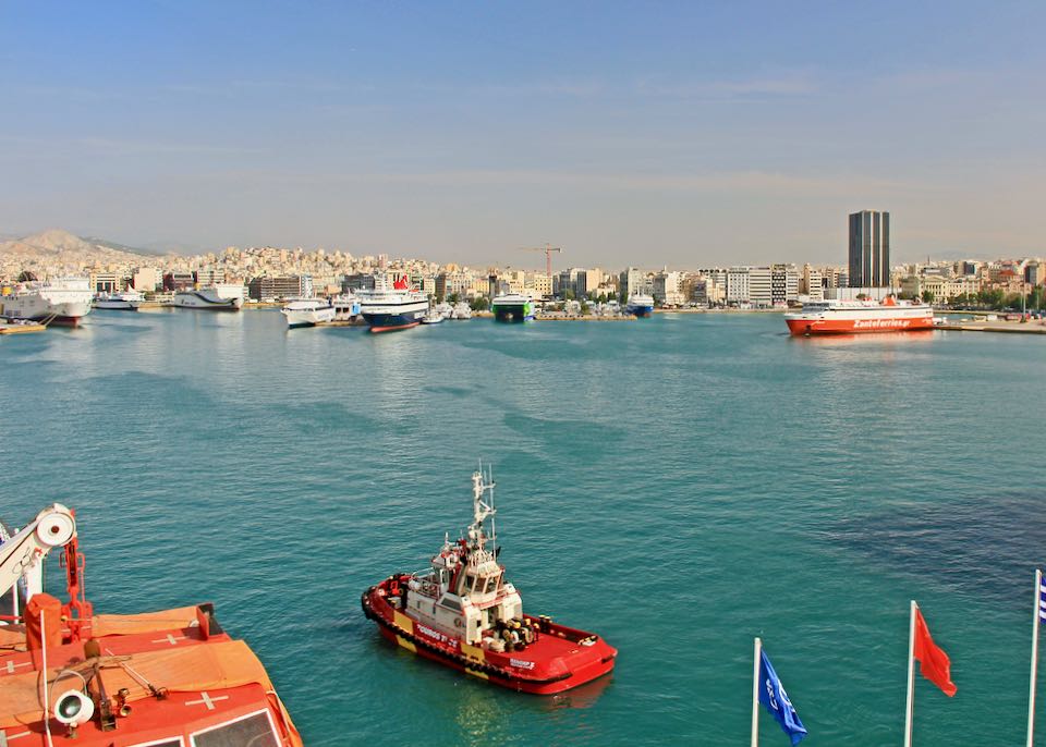 Piraeus ferry port in Athens, Greece.