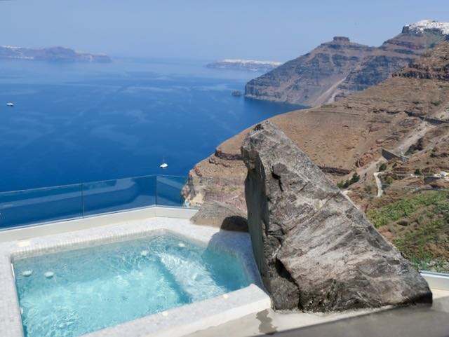 Santorini hotel with view.