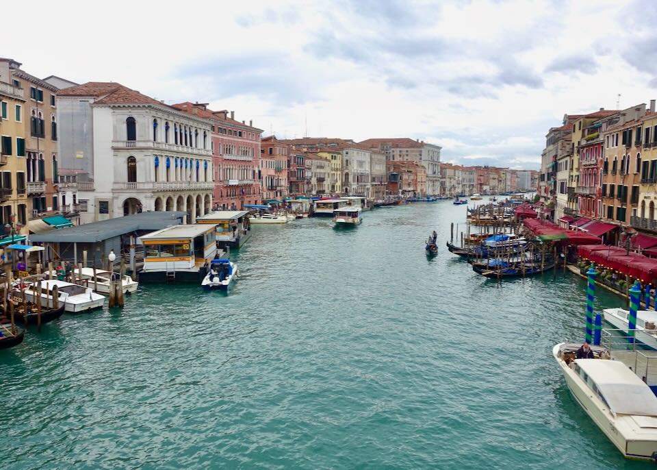 View over the Grand Canal from the Rialto Bridge in Venice