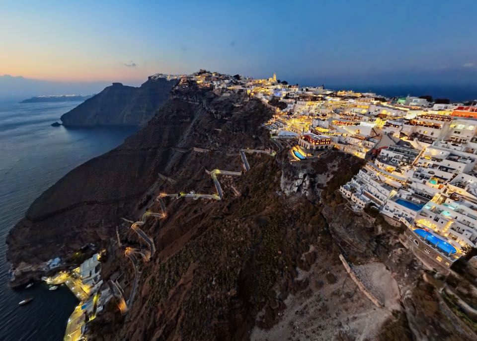 Towns with sunset views in Santorini.