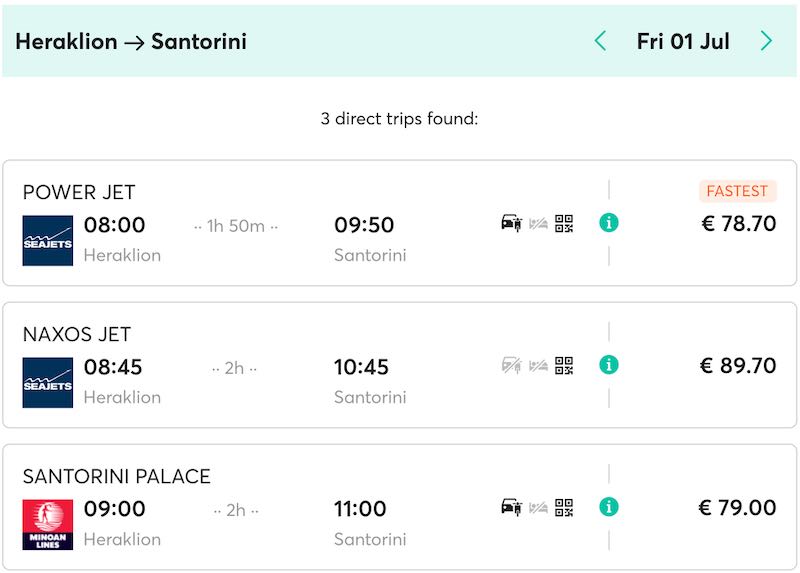 Crete Santorini Ferry Schedule and Times.