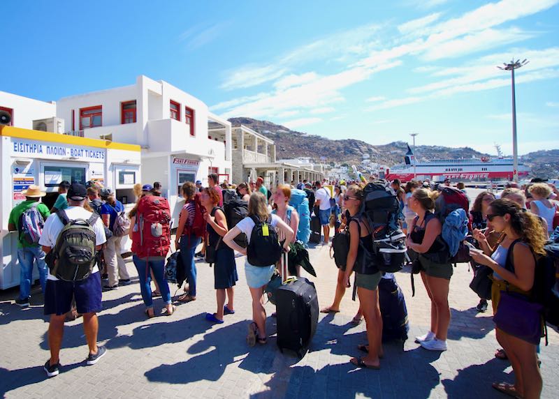 Ferry port in Mykonos.