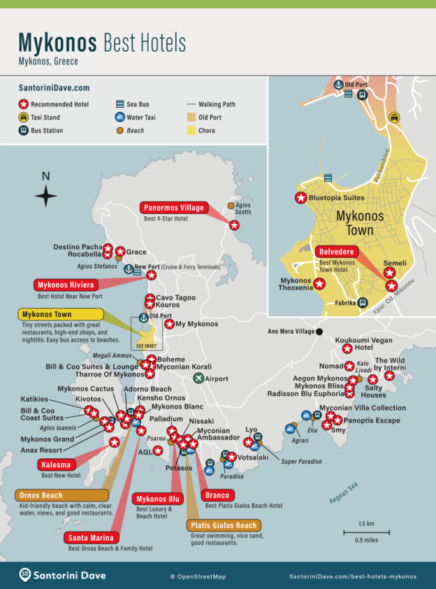 olia hotel mykonos maps