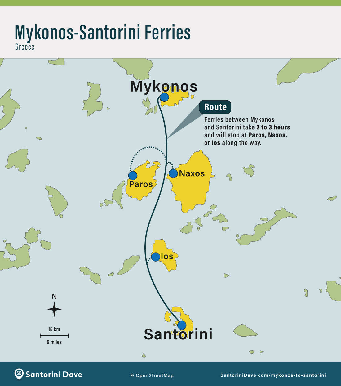 Mykonos Santorini Ferry Route Map 