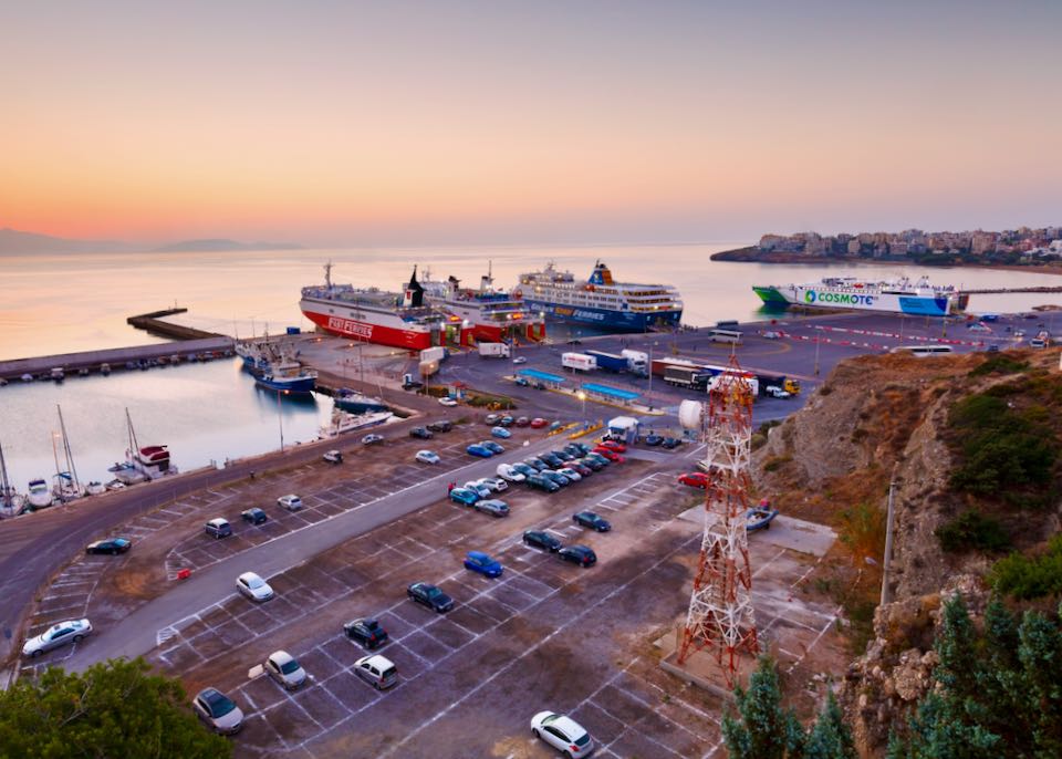 Ferries from Mykonos in the Rafina ferry port.
