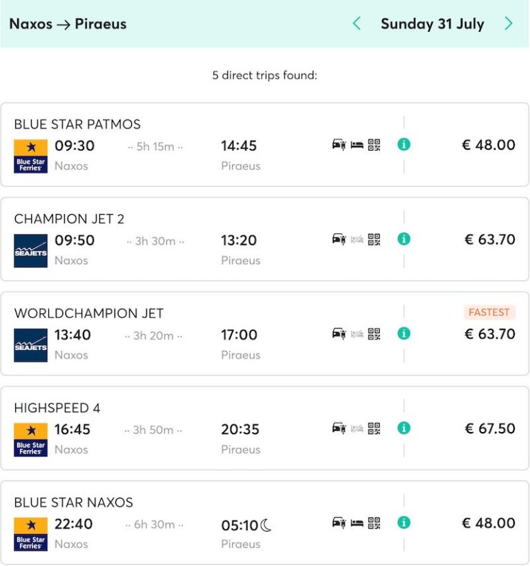 Naxos To Athens Ferry Tickets Schedules Routes