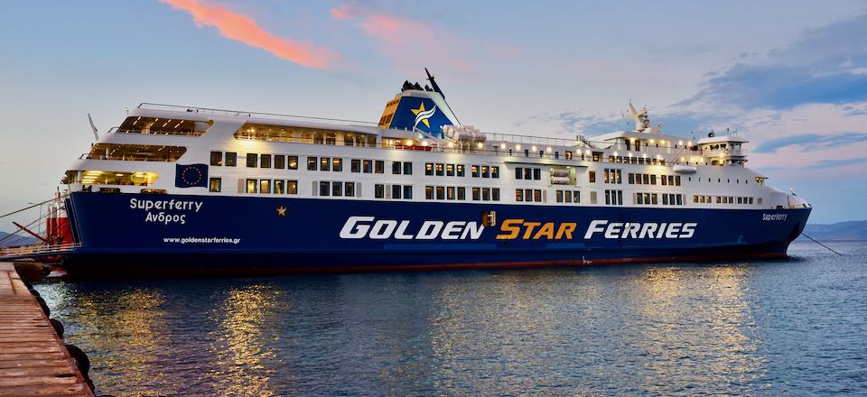 The Golden Star SuperFerry from Rafina to Mykonos.