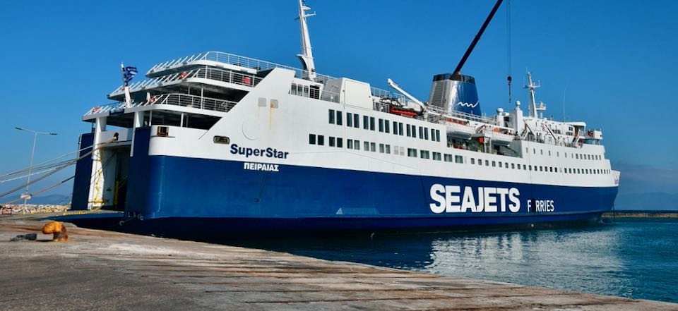 The SeaJets SuperStar ferry from Rafina to Mykonos.