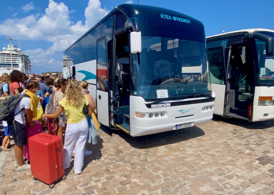 Bus at Mykonos Ferry Port.