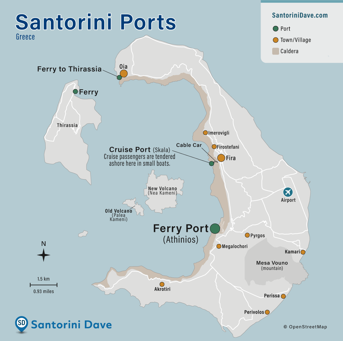 Map of Santorini Ferry Port