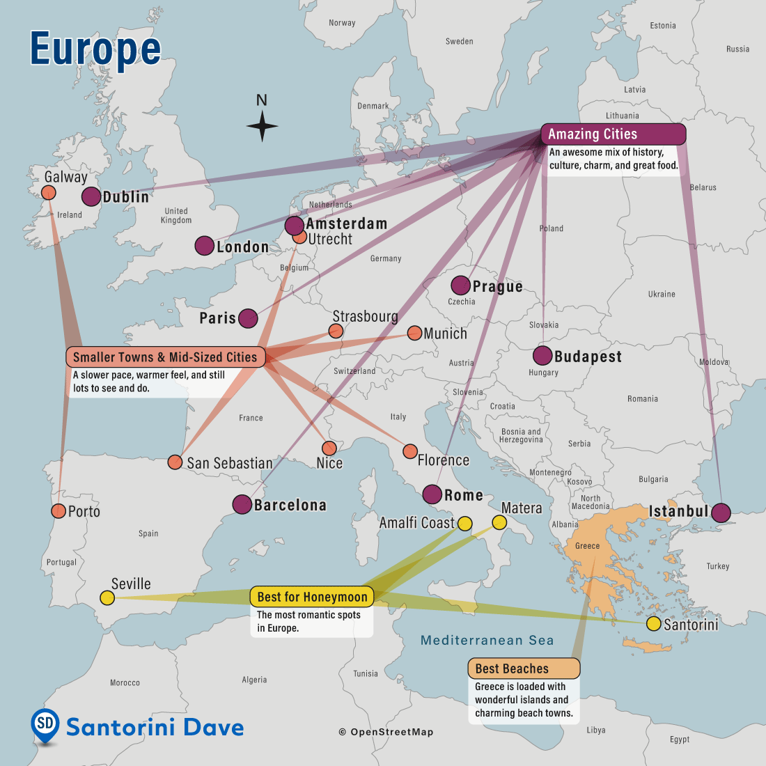 Map of Best Places to Go in Europe