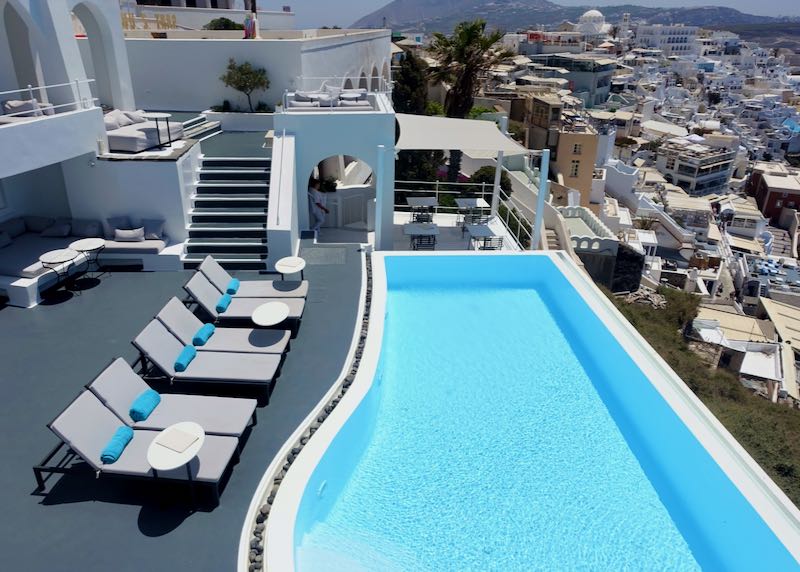 Hotel infinity pool in Fira, Santorini.