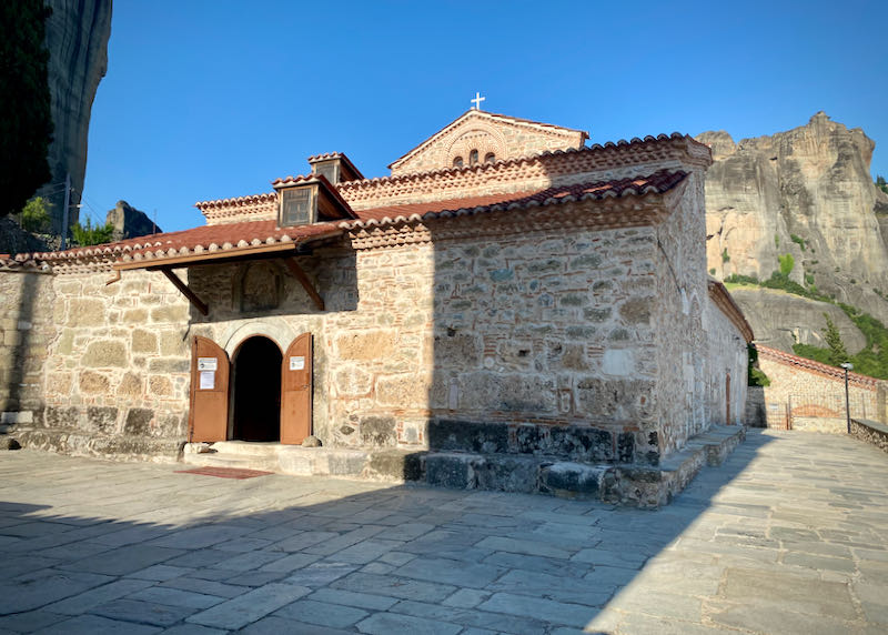 Stone-built Byzantine church with terra cotta roof