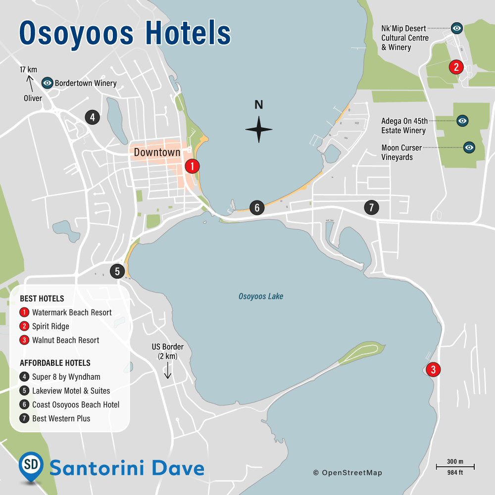 Map of Osoyoos Hotels & Resorts
