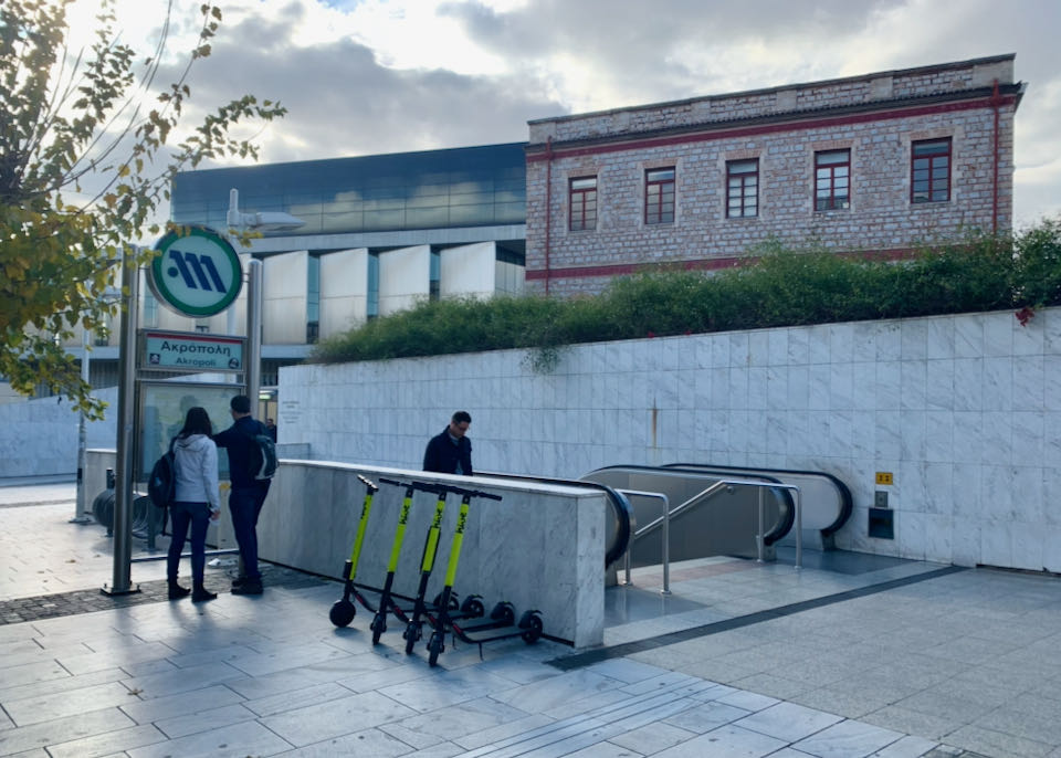 Entrance to the Acropoli Metro station in Athens