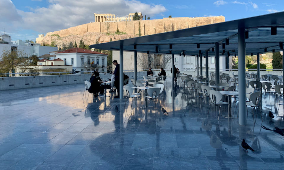 Dining terrace looking out to the Acropolis