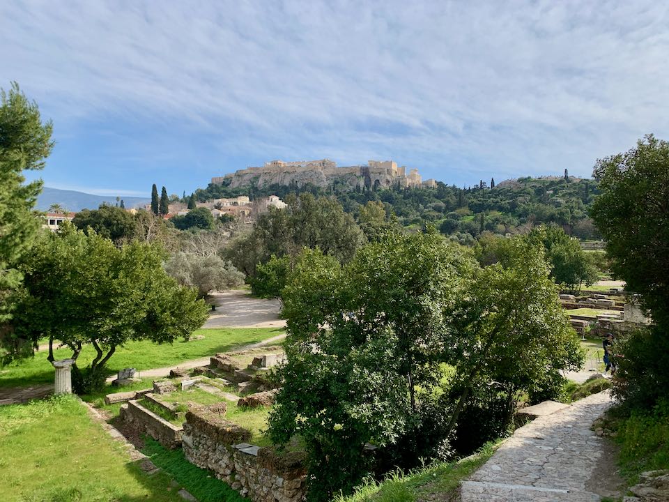 View across the Ancient Agora up to the Acropolis.