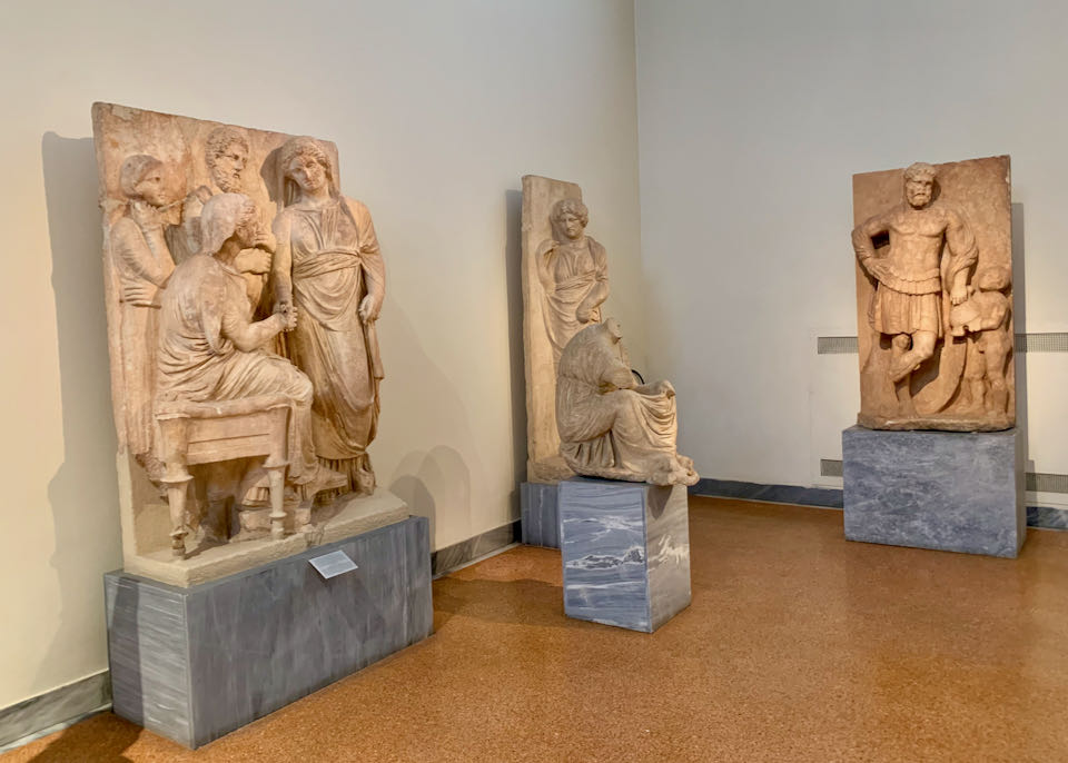 Marble sculptures in a museum