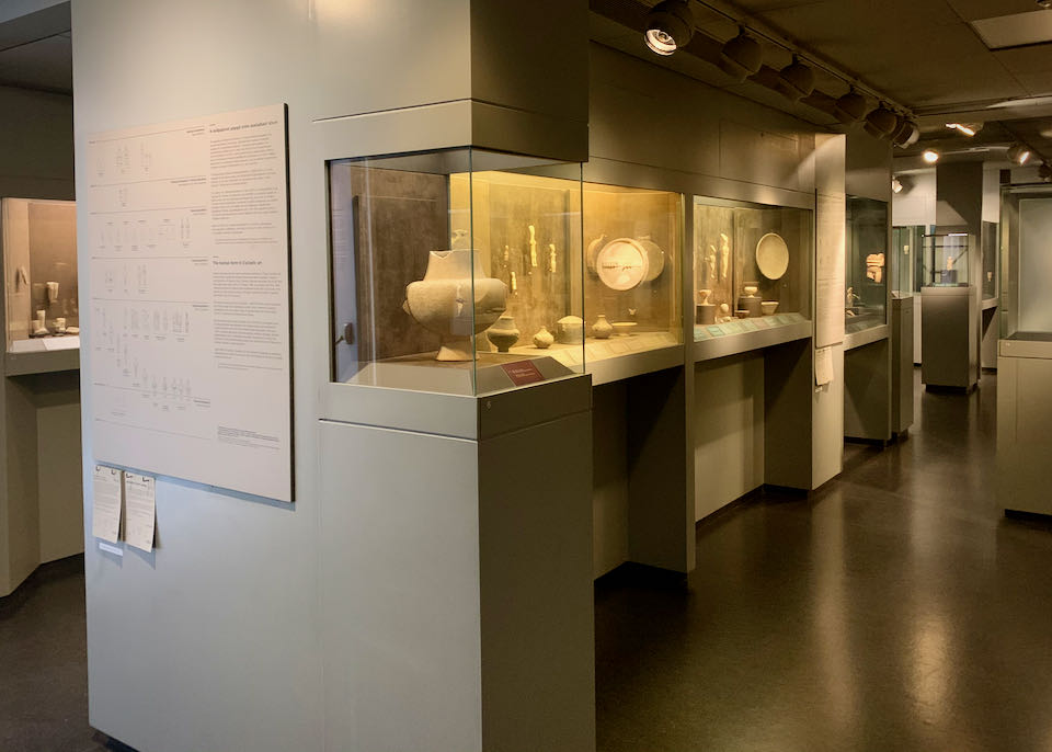 Cycladic art on display in museum cases