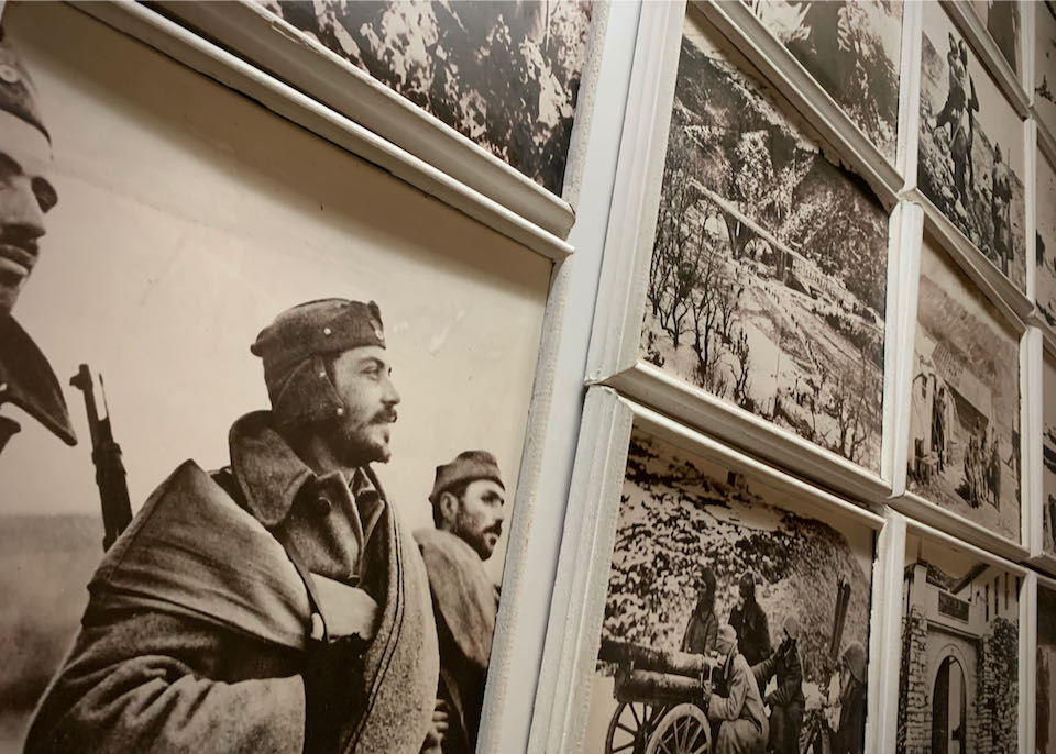 Black and white photographs of Greek soldiers 