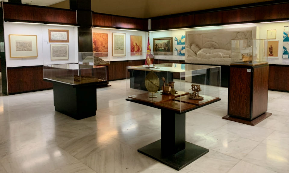 artwork and artifacts displayed in a museum