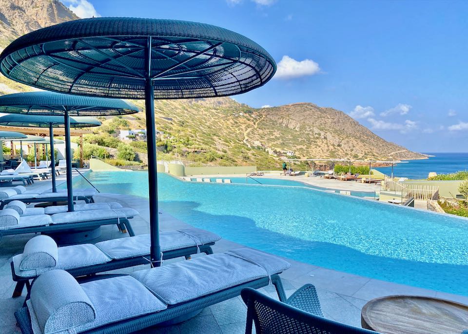 Pool with view in Elounda.