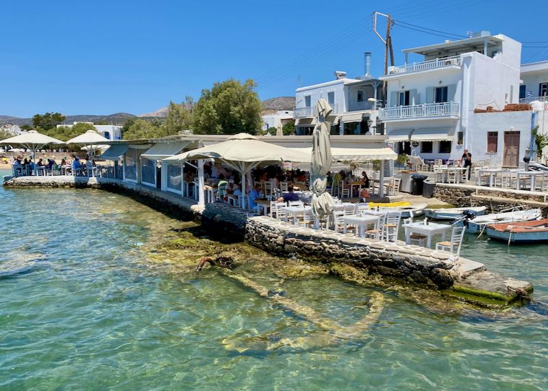 Seafood restaurant on water in Paros.