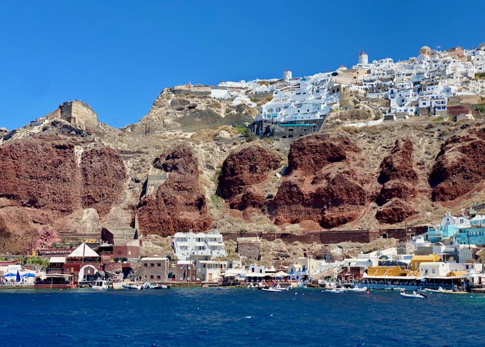 View of Oia and Ammoudi Bay.