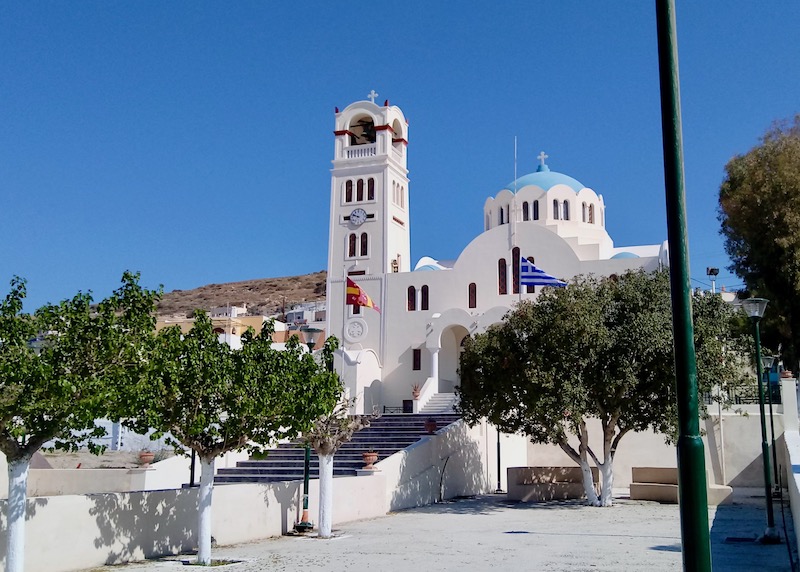 Panagia Mesani church in the main square of Emporio, Santorini