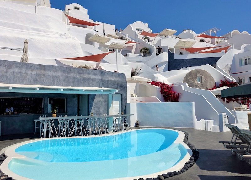 Pool and bar at Andronis Boutique Hotel in Oia, Santorini