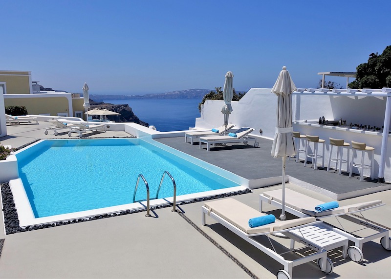 The main pool at Aria Suites in Fira, Santorini