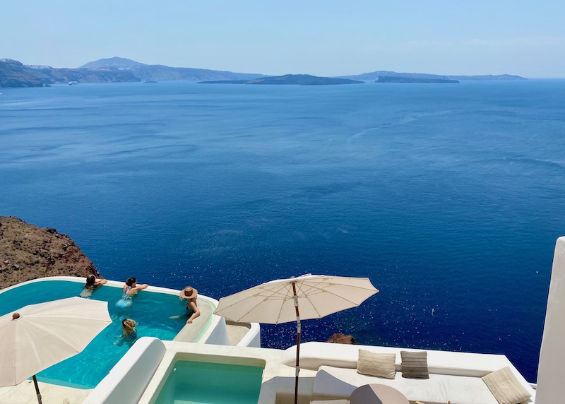 Private pools and view from Armenaki in Oia, Santorini
