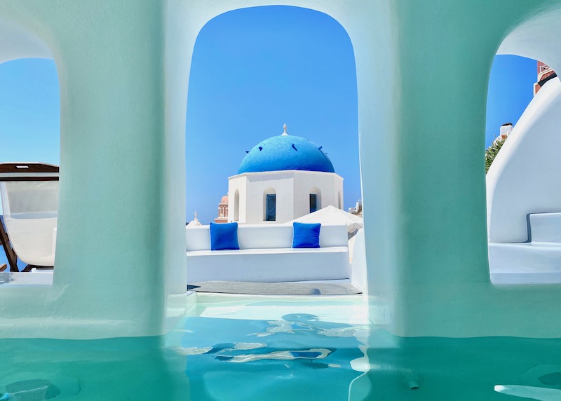 Inside the cave pool at Oia Spirit Boutique Residences in Santorini
