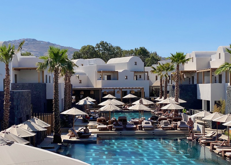 The pools at Radisson Blu Zaffron in Kamari, Santorini