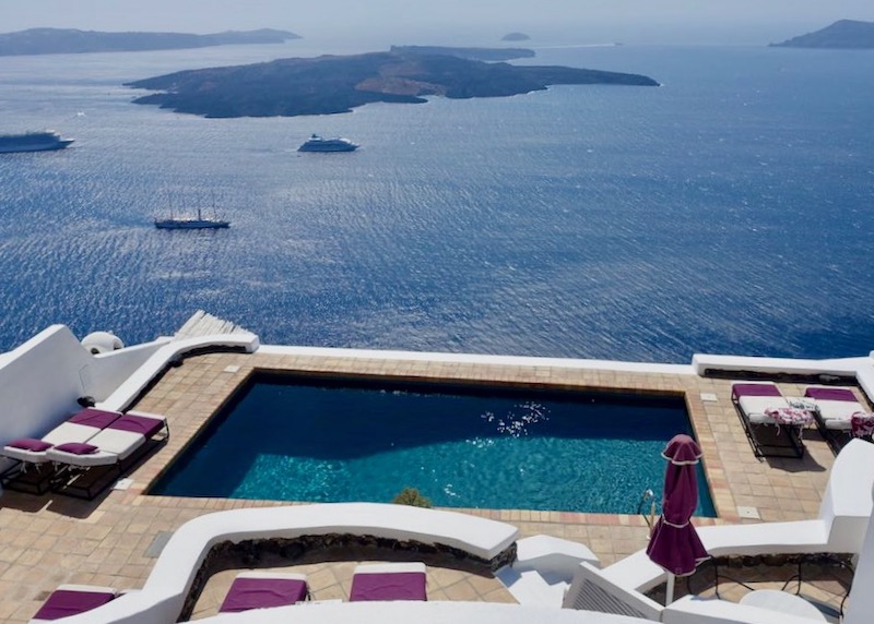 The pool and view at The Vasilicos in Imerovigli, Santorini