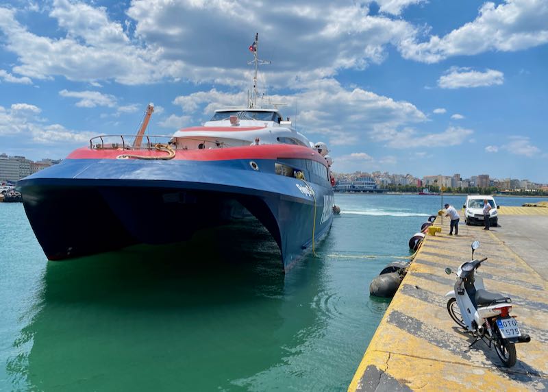 Piraeus ferry port in Athens.