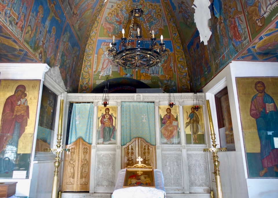 Colorful interior of a Greek Orthodox church 