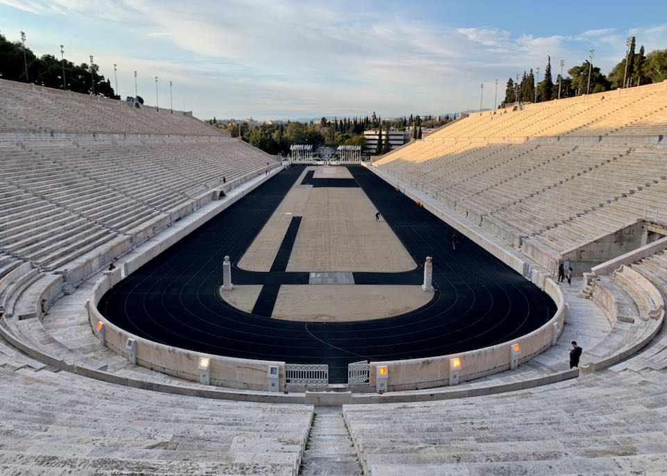 View of the Panathenaic Stadium from the top tier of stands.