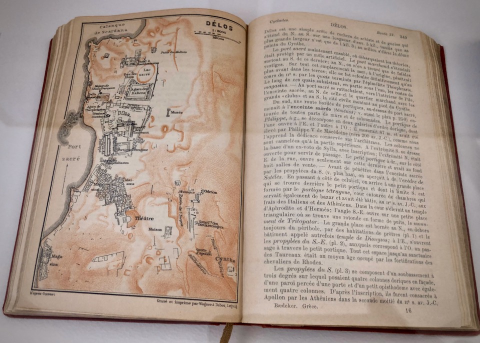 antique book in French about the excavation of Delos.