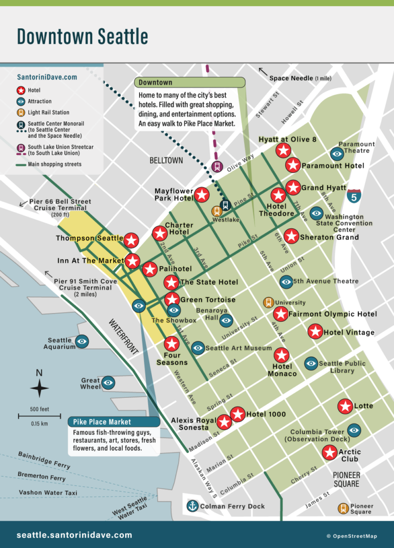 Downtown Seattle Hotel Map Best Areas And Places To Stay 7997