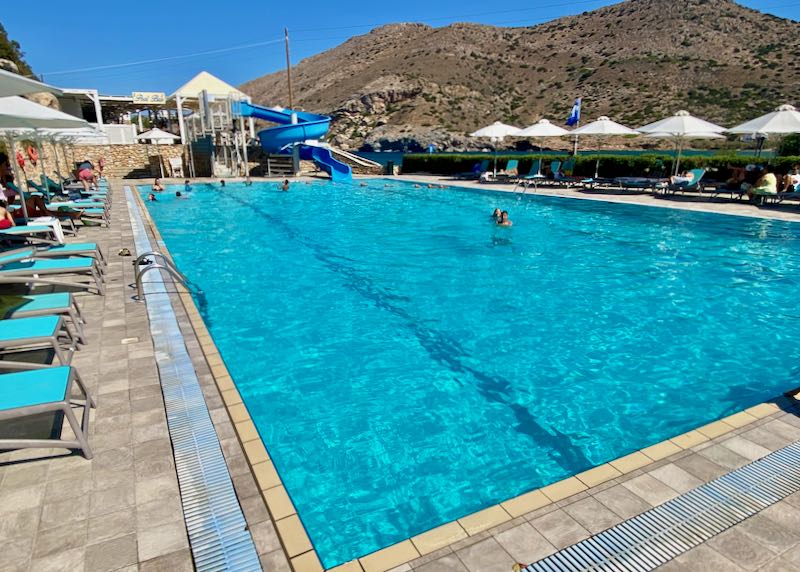 Large pool for kids and families in Syros.