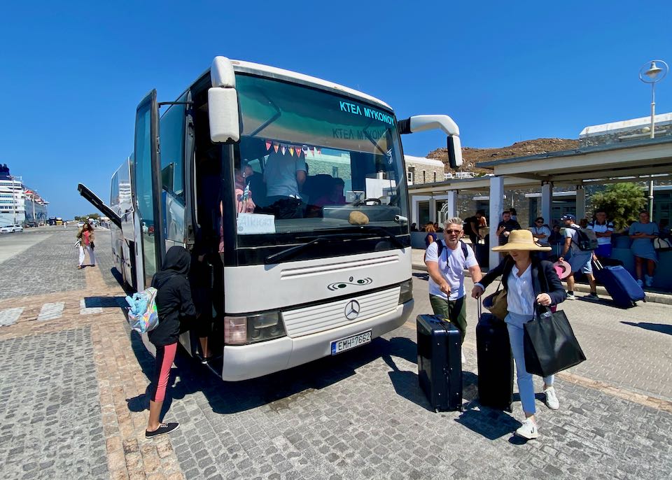 Bus at New Ferry Port in Mykonos.