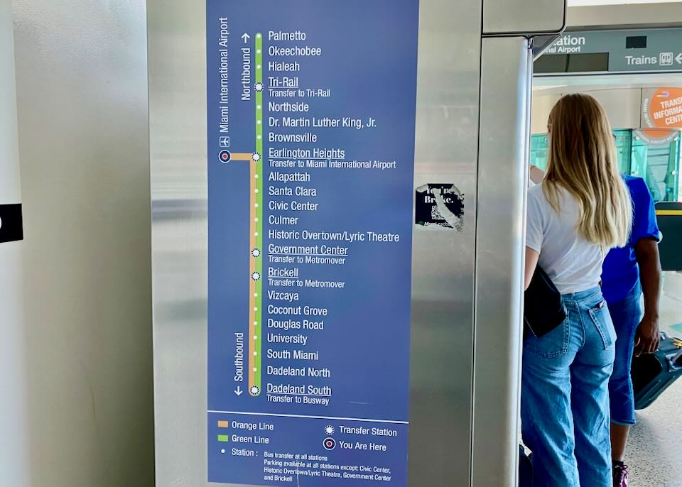 A map on the side of a ticket machine shows all the Metrorail stops.