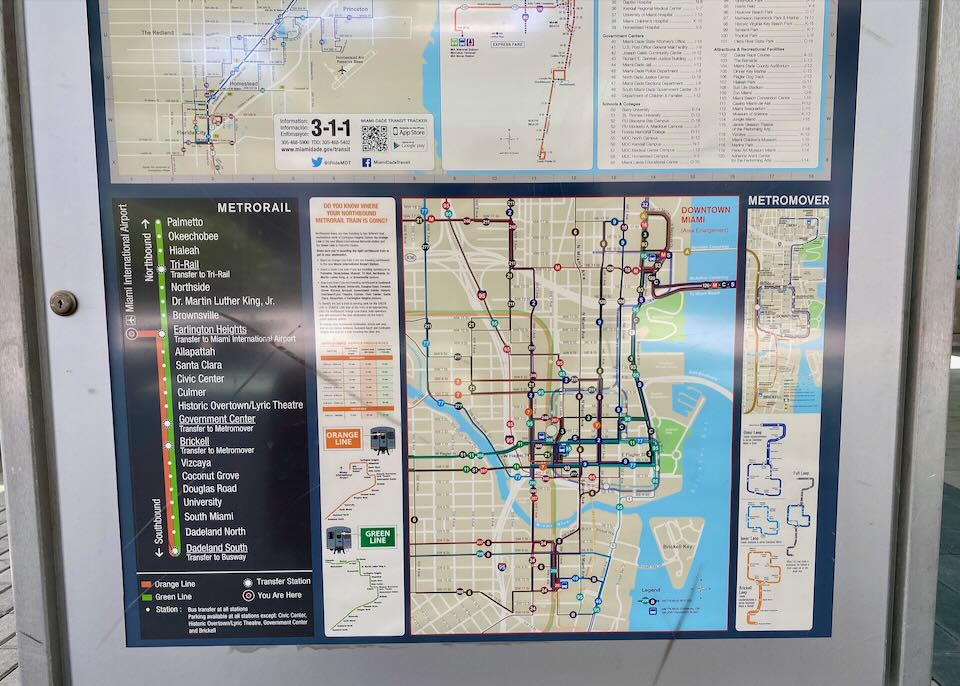 A close up of the Metrorail map and stops.