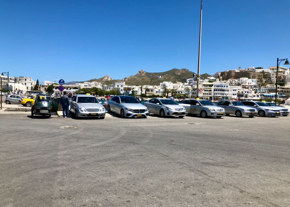 Taxis at Naxos Port.